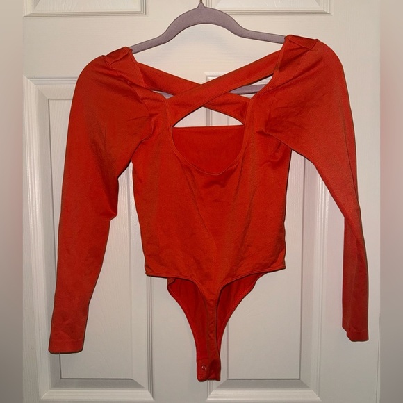 Anthropologie “Viviette” Long Sleeve Bodysuit Orange Size S/M - Picture 4 of 4
